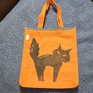 Ecoways Orange Black Cat Tote Bag 12 x 10 x 6 Inches